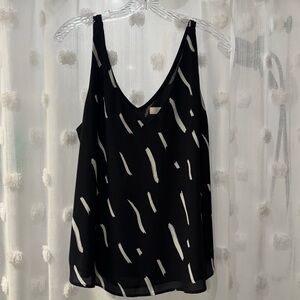 LOFT Black and White Sleeveless Blouse